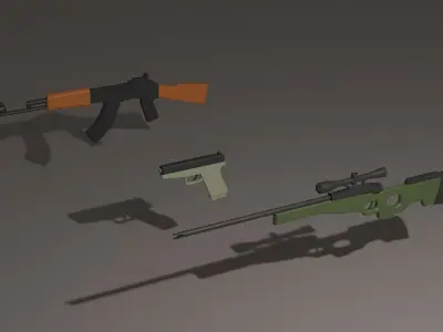 Low Poly Gun Pack Free low-poly 3D model