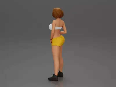 Stylish Woman Striking Confident Pose in Bright Summer Outfit 3D print model