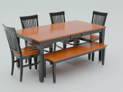 Dining Chair And Table Low-poly 3D model