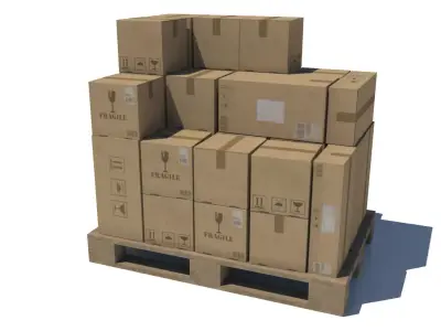 Pallet with Boxes Low poly Low-poly 3D model