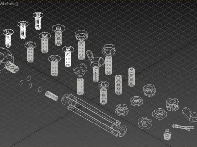 Bolts And Nuts Pack Low-poly 3D model