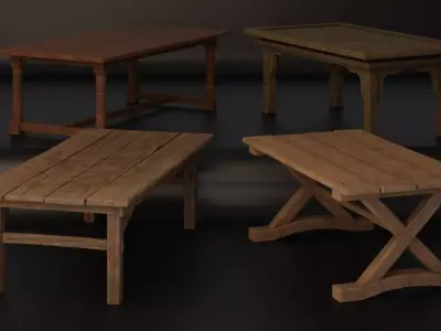4 Medieval Fantasy Tables Free low-poly 3D model