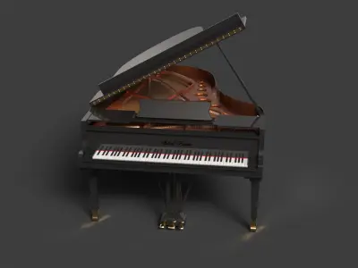  Chinese black grand piano  Low-poly 3D model