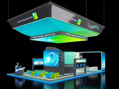 Open exhibition booth 3D model purchase
