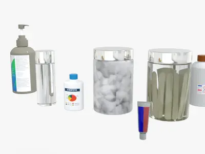 Medical Bottles and Jars Pack Low-poly 3D model