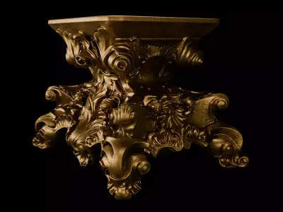 Ornate Corinthian Capital Pedestal - Baroque Decorative Base 3D model