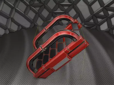 Sci-Fi Stairs - 11- Red Version Low-poly 3D model