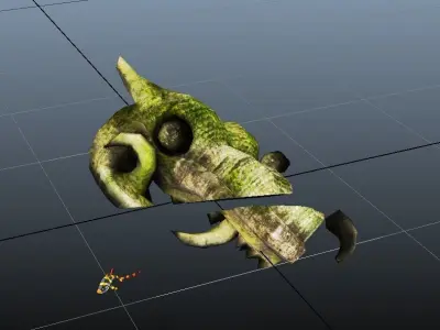 Dragon Head Statue Low-poly 3D model