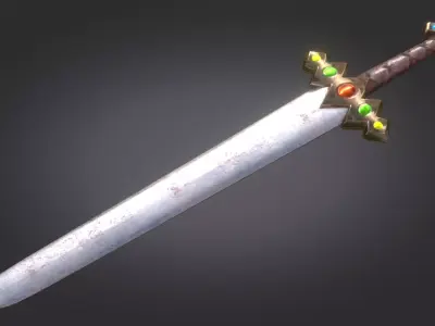 Stylized Medieval Sword melee weapon game ready Low-poly 3D model purchase