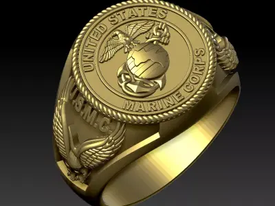 US Marine Corps Signet Ring 3D Model Military STL 3D print model