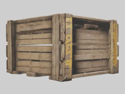 Dilapidated Wooden Crate Model Low-poly 3D model