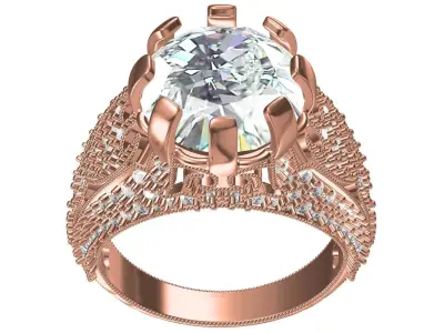 Antique 8 Prond Vintage Style Engagement Ring for Women 3D print model