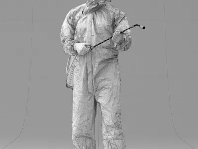 000342 Disinfector in Protective Suit 0329 3D model
