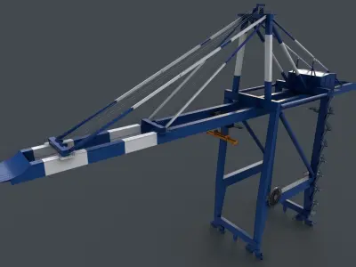 PBR Quayside Container Crane V2 - Blue Low-poly 3D model