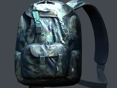 Backpack military combat Black baggage Low-poly Low-poly 3D model get
