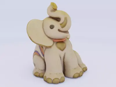 Porcelain elephant statuette Low-poly 3D model