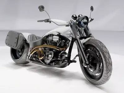Custom Chopper Motorcycle Fin 03 Stylized Cruiser Bike 3D model