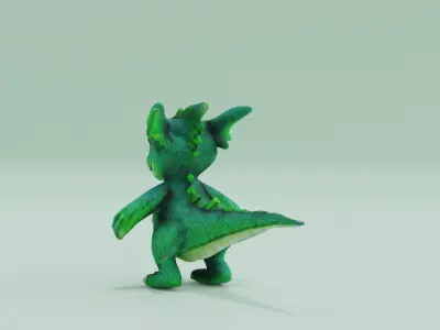 Dragon Baby A-pose Low High Poly Low-poly 3D model