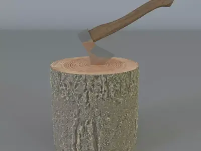 Decorative Ax Log Low-poly 3D model