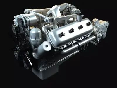 Kraz Engine With Gearbox 3D model