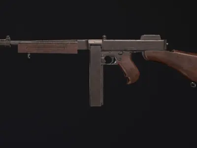 Weapon - Gun - SMG - Thompson Low-poly 3D model