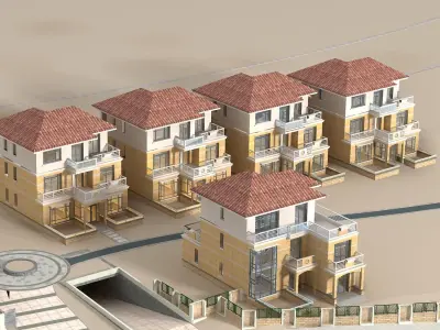 Villa house in desert 3D model