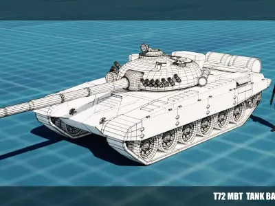 T72 MBT TANK BASE MESH  Low-poly 3D model