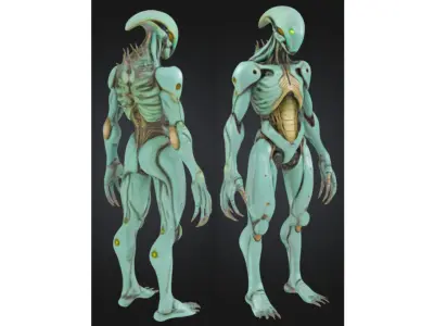 Alien Biomech Android Low-poly 3D model