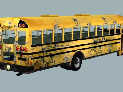 Damaged School Bus Low-Poly 3D Model Low-poly 3D model