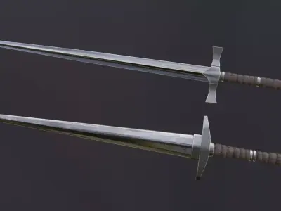 Two low-poly swords 3D models Low-poly 3D model Low-poly 3D model