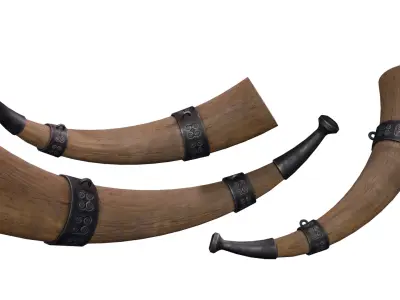 Medieval War Horn Low Poly Game-Ready PBR Asset Low-poly 3D model