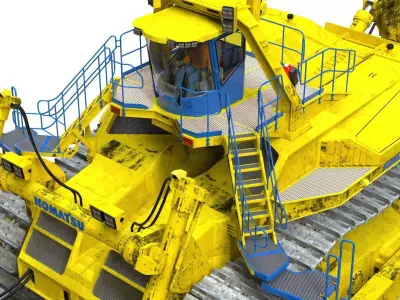 Komatsu Crawler Ripper Dozer D675E 3D model