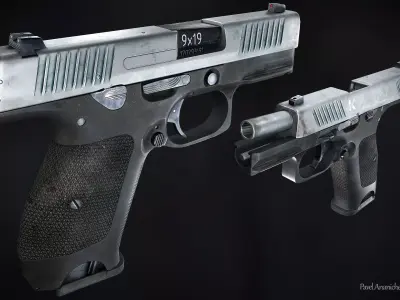 Lebedev Handgun PLK Compact Edition Low-poly 3D model