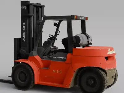 Forklift game asset Low-poly 3D model