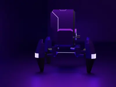 low poly turret futuristic robot Low-poly 3D model