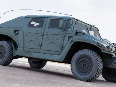 Military Vehicle Humvee HMMWV Concept Army Green Color 3D model