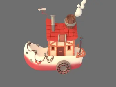 Stylized Boat Low-poly 3D model by Artycanvas