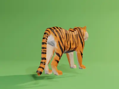 Low Poly Tiger Low-poly 3D model