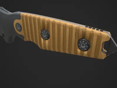 Black Tanto Knife D2 with Sheath  Low-poly 3D model
