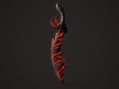 Stylized Curved Sword Low-poly 3D model