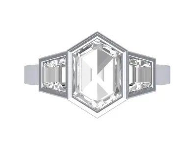 Hexagone 3 Stone Ring 3D print model