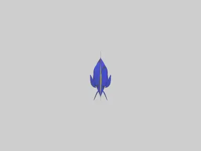 Blue Tang darting through coral model Low-poly 3D model