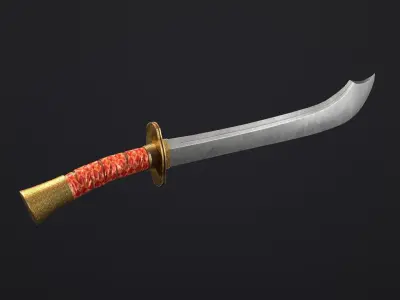 Chinese Broad Sword PBR Low-poly 3D model