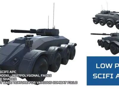 Low Poly Scifi APC 2 Low-poly 3D model