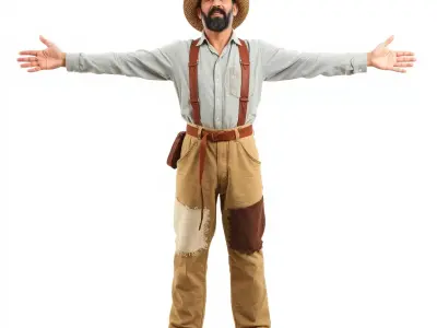 Rustic Farmer Character Model Pack for Versatile Applications Low-poly 3D model