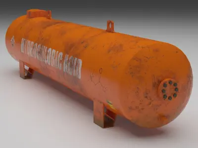 Industrial hydrochloric acid storage tank 3D model