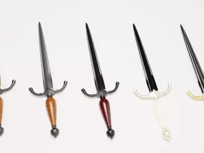 Dagger sword Low-poly 3D model 12