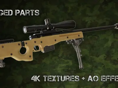 Arctic Warfare Magnum - AWP L96A1 Low-poly 3D model