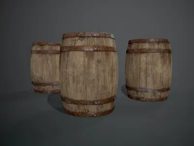 Realistic Wooden Barrel Low-poly 3D model purchase