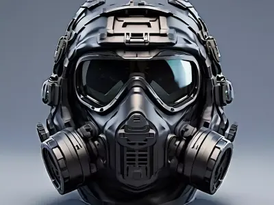 Tactical Gas Mask Helmet 3D Model Low-poly 3D model